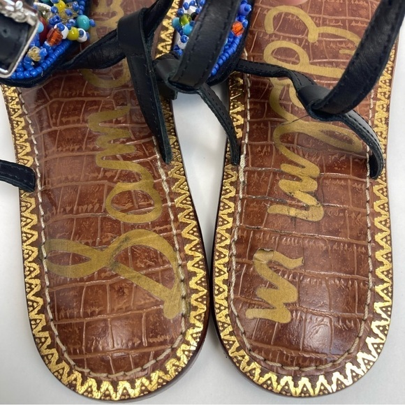 Sam Edelman Gabrielle Colorful Beaded Thong Ankle Strap Flat Sandals Leather 8 - Picture 12 of 16
